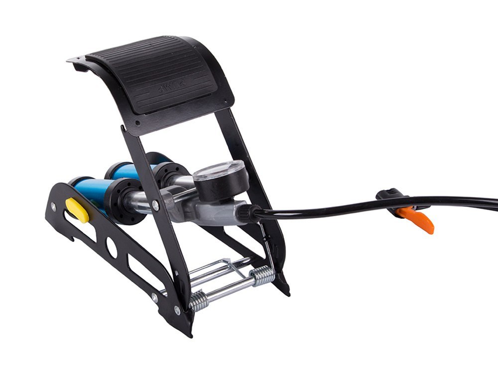 POMPKA SAMOCHODOWA NOŻNA DWUTŁOKOWA KOŃCOWKI ROWER AUTO DO PIŁEK MATERACA